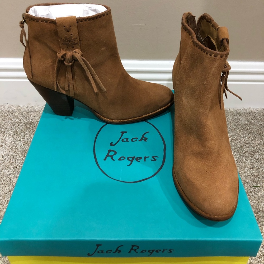 Jack Rogers booties. Greer suede. Oak color (brown). Size 8. Brand new.